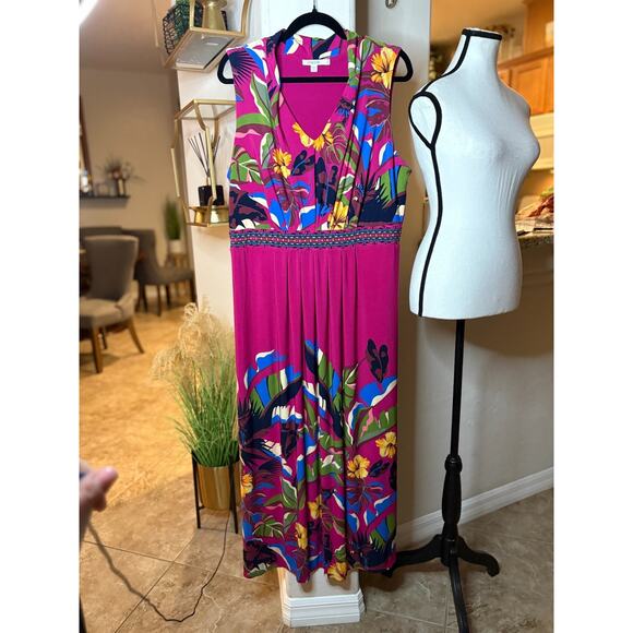 Chico's V-Neck Sleeveless Floral Maxi Dress Size 2 - Picture 2 of 6